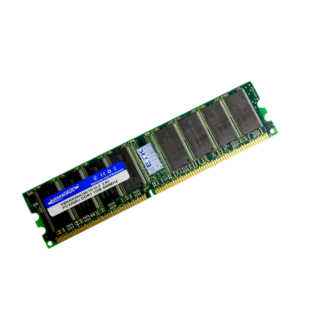 Dimm Kembona DDR1 1GB 400MHz PC-3200U CL3 185-pin KBN400X64C3A/1G, Nuevo, garantia 1 año