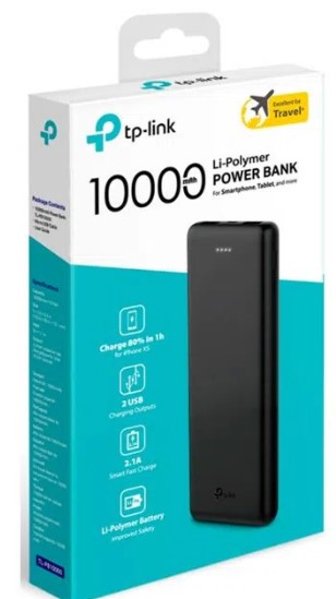 Power Bank TPLINK PB10000, Slim, Power Bank Portatil Tp-link 10000 Mah, 2 Puertos Usb, Diseño compacto
