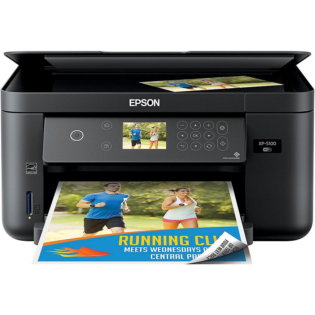 Impresora Epson XP-5100: Multifuncion impresora-copiadora-escaner, Dúplex en impresión, Wifi, USB, Impresión móvil, Pantalla a color, Bandeja frontal hasta 100 paginas, 33 pg/min Monocromo, 15 pg/min Color, nueva, SELLADA sin sistema