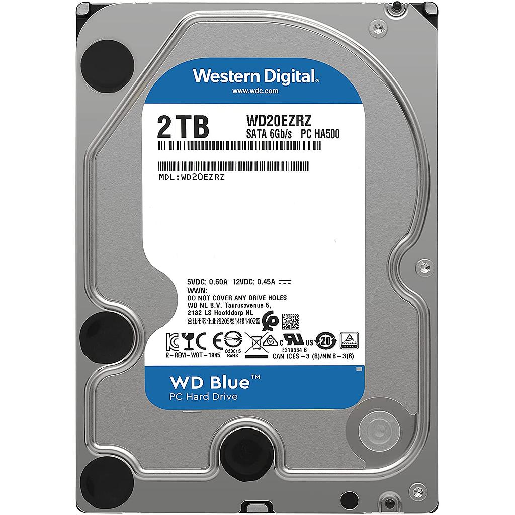 Disco duro Western Digital WD20EZAZ Interno, 2 Tb, Blue, Sata 6Gb/s, 3.5&quot;, 5400 rpm, bufer 256MB, Nuevo, garantia 1 año