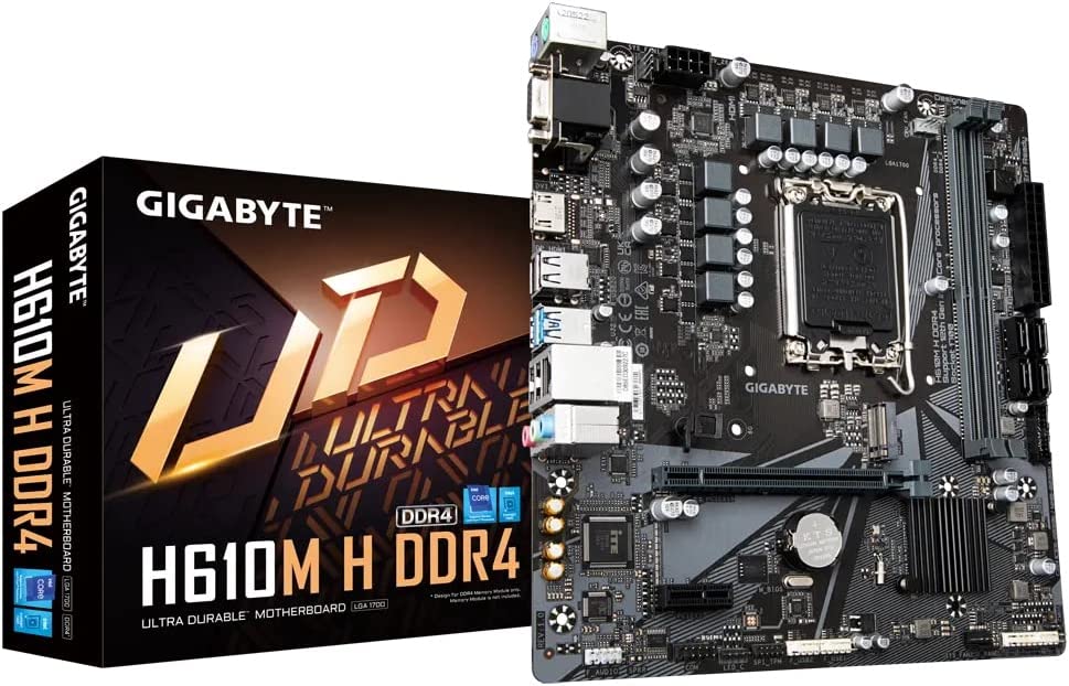 Mainboard Gigabyte H610M H DDR4 G10, LGA1700 Socket,DDR4, 12Th Y 13Th,  2 ranura DDR4 hasta 64mHZ M.2, Usb 3.2, 4 Usb 4.0, micro ATX, Nuevo, Sellado