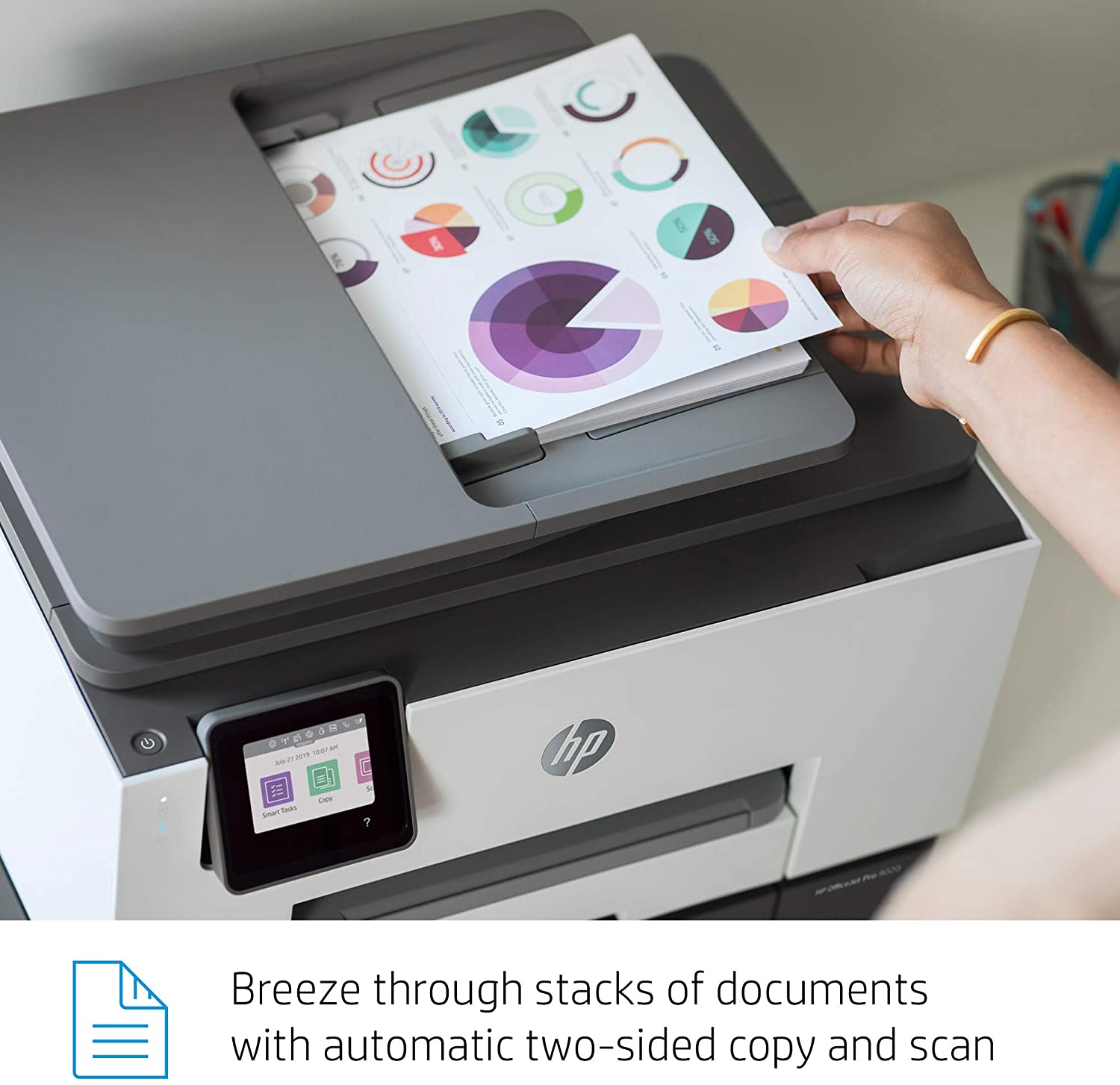 Impresora HP Multifunción  OfficeJet Pro 9020 imprime, copia, escanea a doble cara de una sola pasada, fax  Adf automatico a doble cara Wifi color 22 ppm negro y 18 ppm color