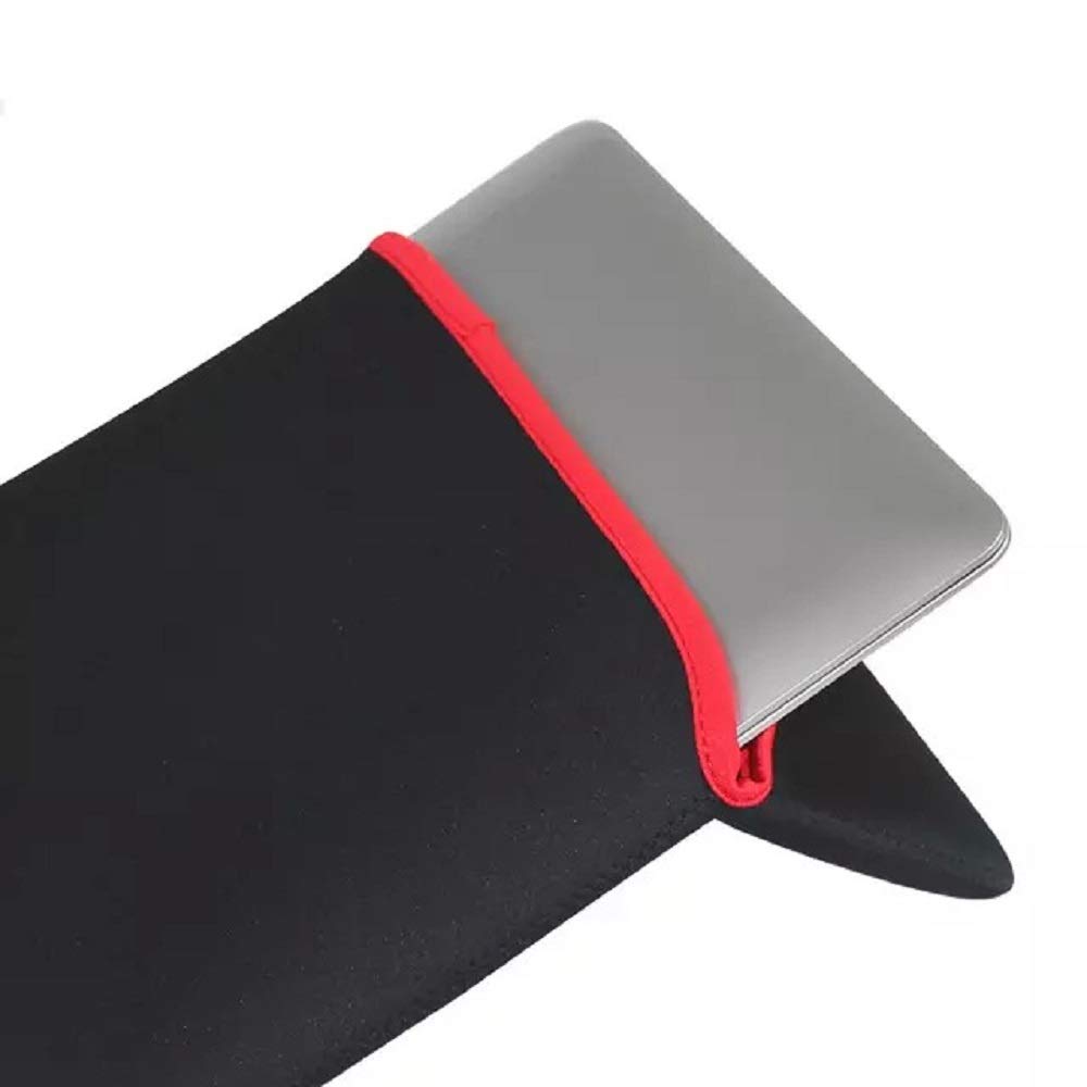 Estuche Para Laptop 12 pulgadas, Negro con Rojo, sin cierre, Reversible
