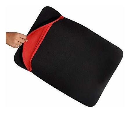 Estuche Para Laptop 12 pulgadas, Negro con Rojo, sin cierre, Reversible