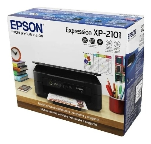 Impresora Epson Expression Home XP-2101: Multifuncion impresora-copiadora-Wifi, USB, Impresión móvil, Pantalla táctil a color, bandeja posterior hasta  50 paginas, 27 pg/min Monocromo, 15 pg/min Color, nueva, SELLADA sin sistema