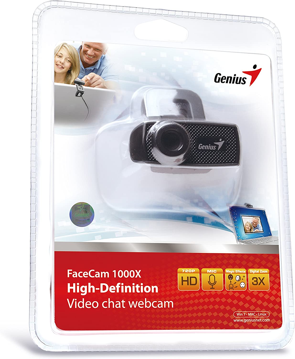 Camara Web Genius 1000X, 720P, 1280x720 resolución,  FHD, Ideal para clases en Zoom y video conferencia, Usb, Color negro
