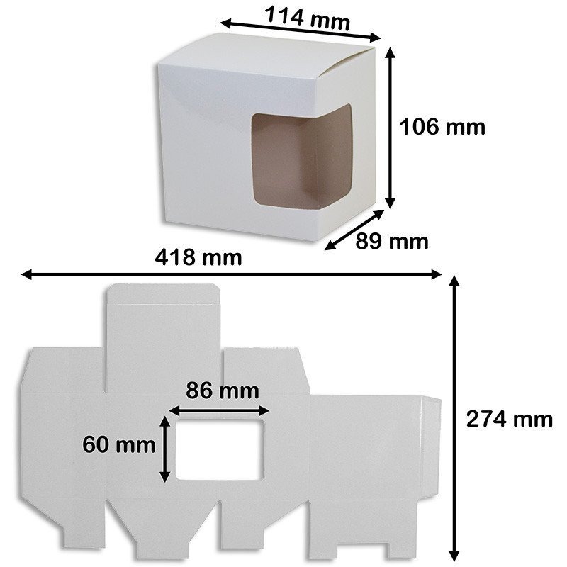 Caja sublimable Cuadrada para jarro/taza hasta 11oz, Resistente,  espesor 230gramos