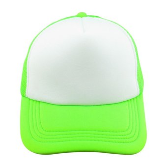 Gorra Malla Trucker, Tamaño Adulto, verde neon frente blanco, doble pupo, para Sublimacion personalizar o Bordar