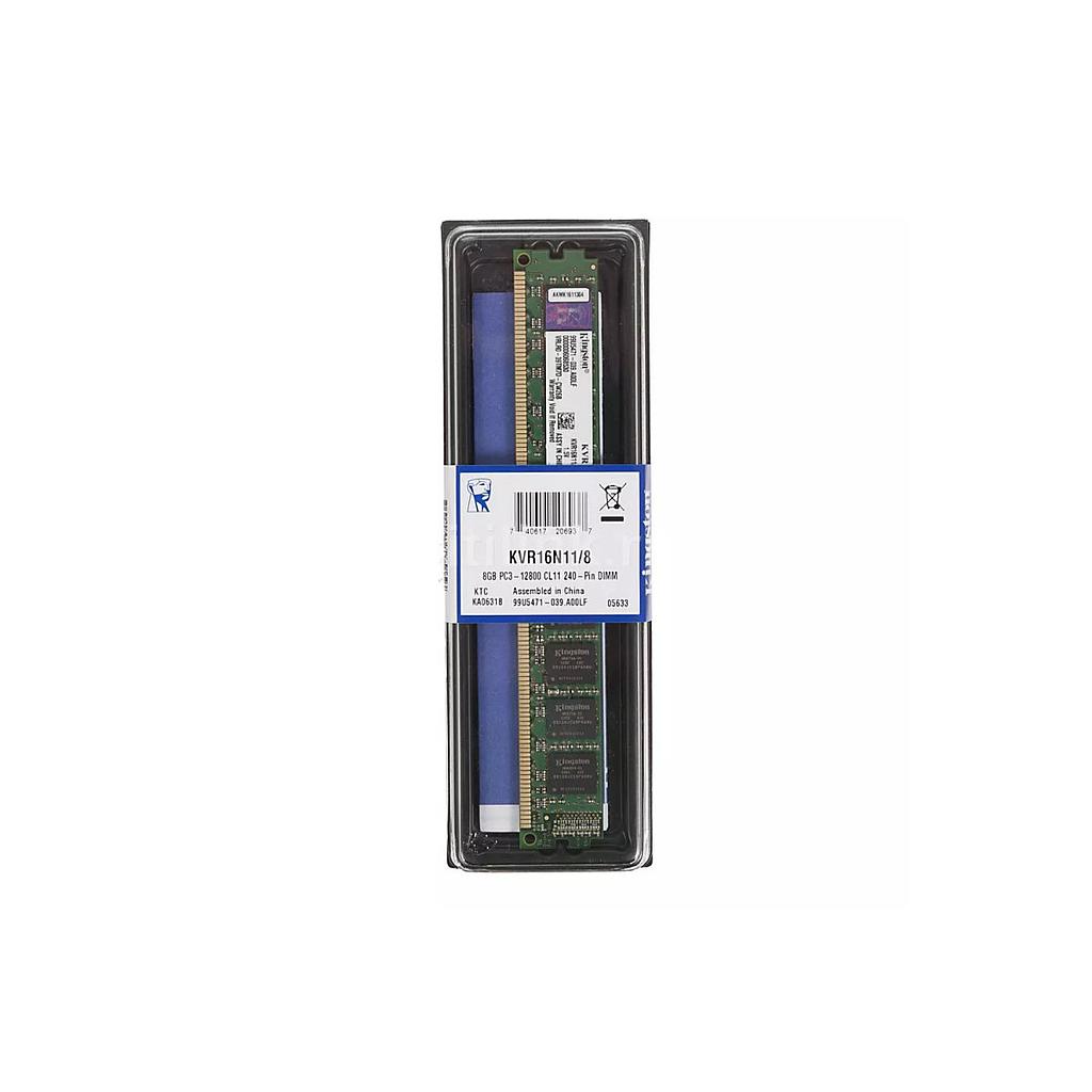 Dimm Kingston DDR3 8GB 1600MHz PC3-12800 CL11 240-pin KVR16N11/8, Nuevo, garantia 1 año