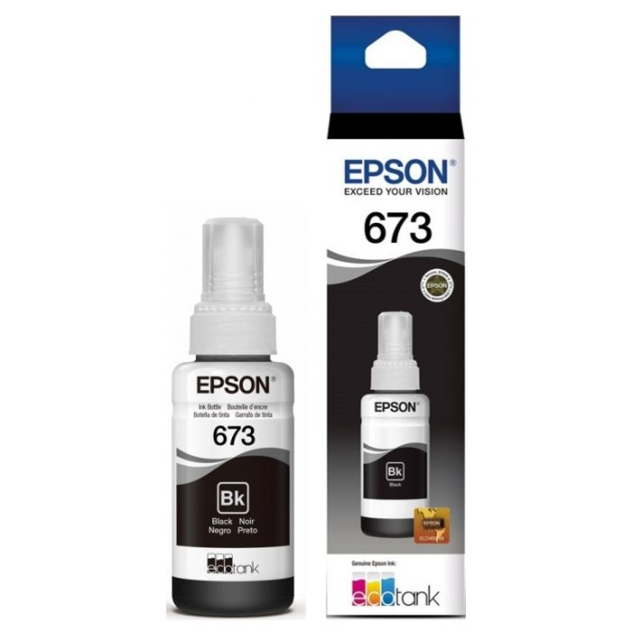 Tinta Original EPSON T673 70ml, color Black, Ecotank, L800, L810, L850, L805, L1300