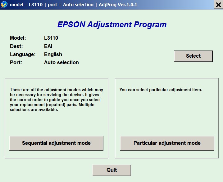 Adjustment program Reset Epson L3110 1 pc ilimitado