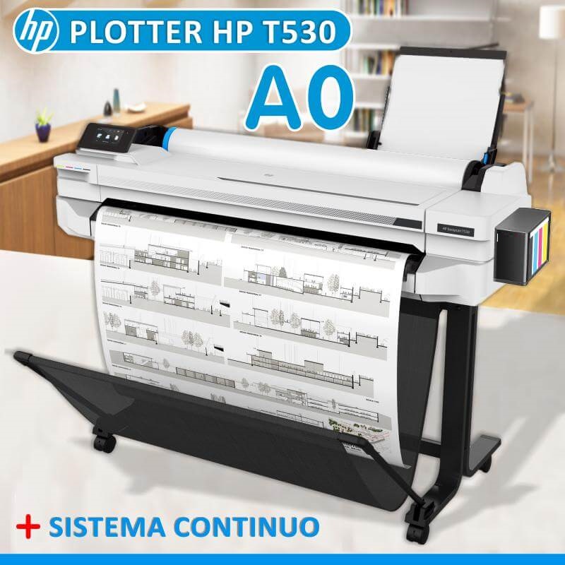 Plotter Hp Designjet T530 36 Plg A0-&gt;A4 Con sistema continuo Garantia de 1 año o 1000 planos impresos