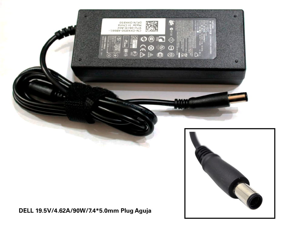 Cargador Laptop DELL 19.5V/4.62A/90W/7.4*5.0mm Plug Aguja, Original