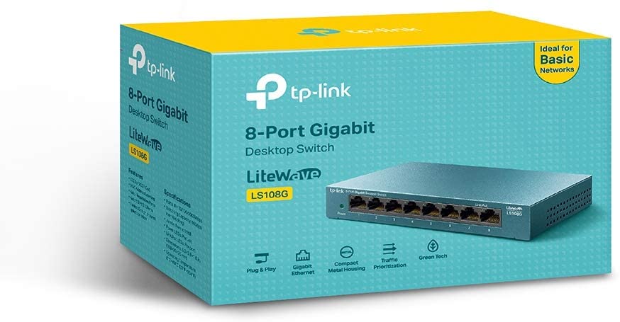 Switch Tp-link Liteware LS108G, 8 Puertos, 10/100/1000 Mbps, Cubierta Metalica, garantia 1 año