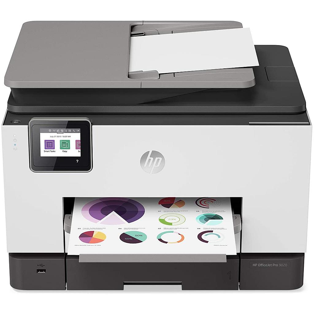 Impresora HP Multifuncion Officejet Pro 9020 imprime, copia, escanea, fax Pantalla tactil a color, duplex en ADF e impresion, 22 ppm negro y 18 ppm en color Usb-Wifi-Ethernet