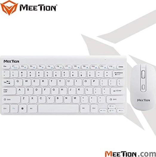 Combo wireless Mini MT 4000, 3 en 1 Mouse + Teclado + Protector de teclado, Blanco