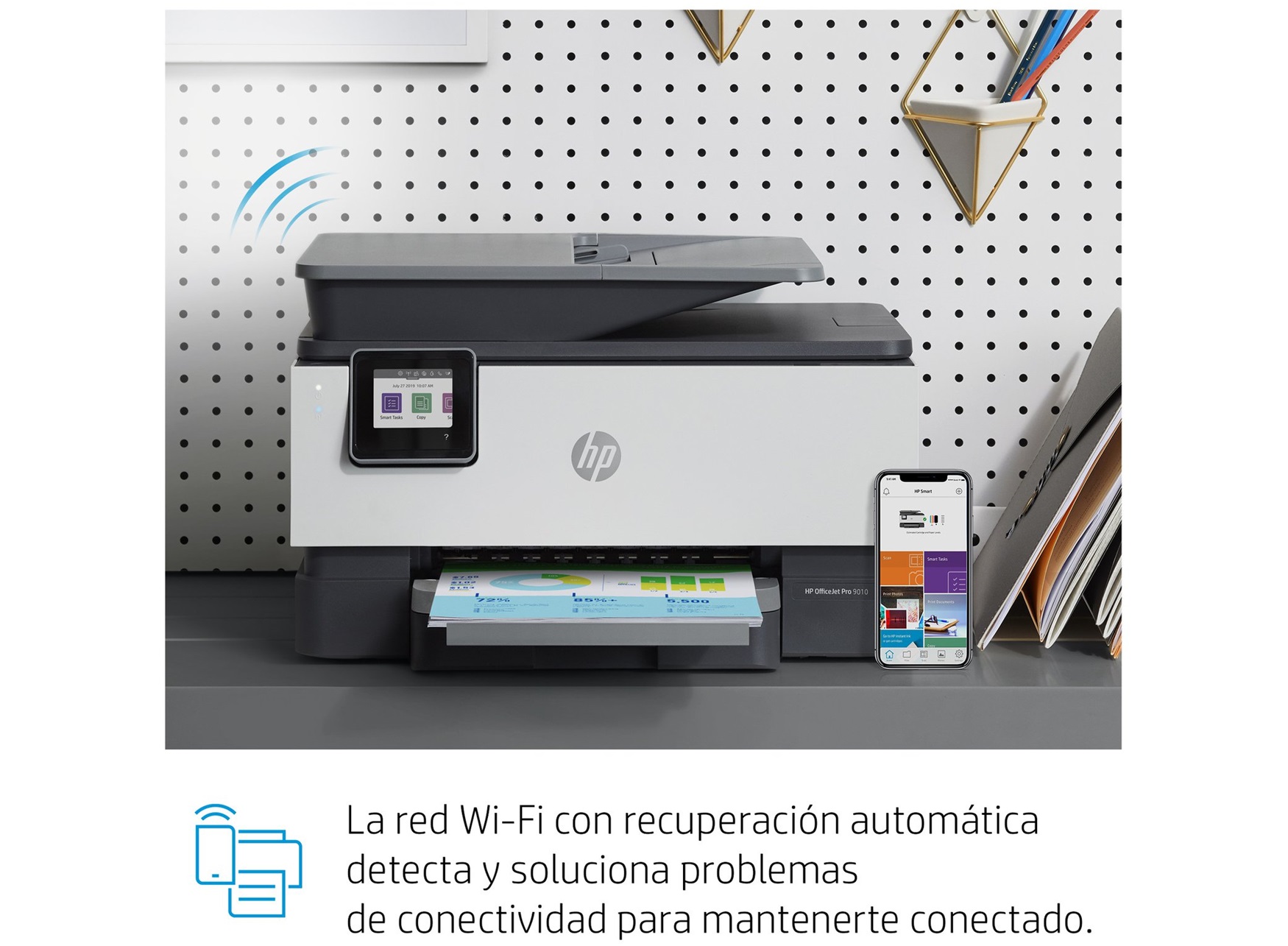 Impresora HP Multifuncion Officejet Pro 9010 imprime, copia, escanea, fax Pantalla tactil en color, duplex en ADF e impresion, 22 ppm negro y 18 ppm en color Usb-Wifi-Ethernet, ecotank tinta pigmentada sin chip