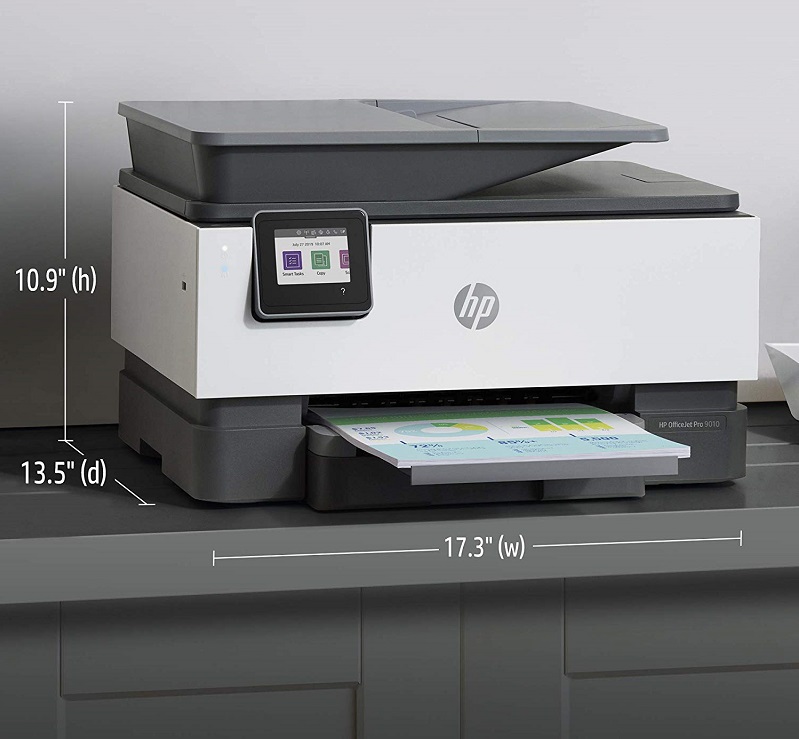Impresora HP Multifuncion Officejet Pro 9010 imprime, copia, escanea, fax Pantalla tactil en color, duplex en ADF e impresion, 22 ppm negro y 18 ppm en color Usb-Wifi-Ethernet Reformada para que trabaje sin chip