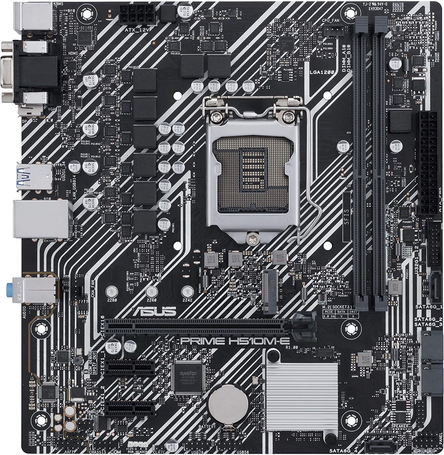 Mainboard Asus Prime H510M-E, LGA1200, 11VA, M.2,  Usb 3.2, VGA, HDMI, DP, Nuevo, Sellado