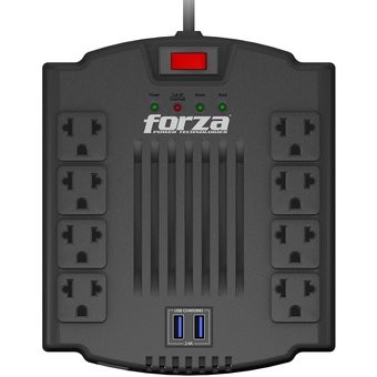 Regulador de Voltaje Forza FVR-1211USB 1200VA / 600W - 8 tomas + 2 USB