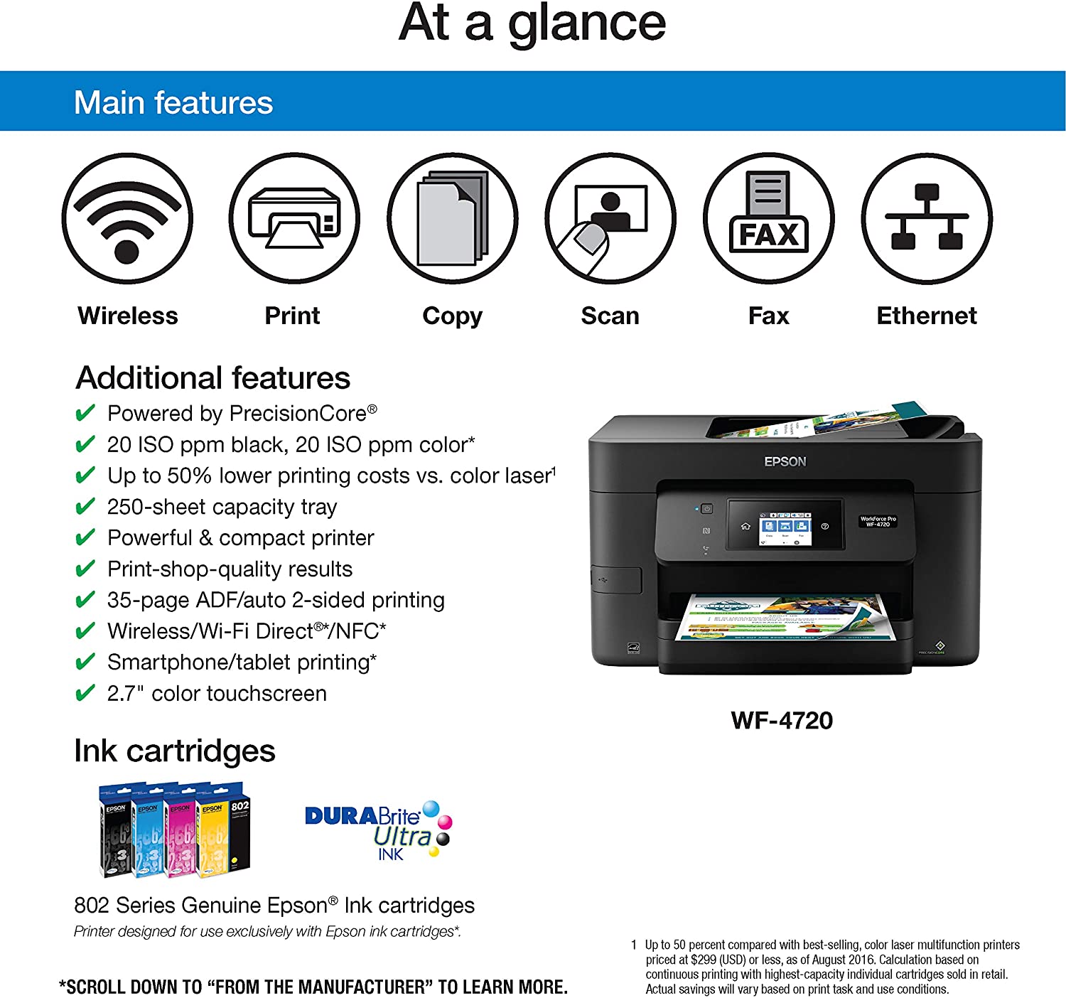 Impresora Epson Wf4720 Multifuncion Wifi, ADF, Dulplex, Doble bandeja Sellada
