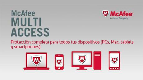 Licencia Antivirus McAfee Multi Acces para 3 DISPOSITIVOS:PC Mac Telefonos Inteligentes Tabletas compatible con Windows 10 para  15 MESES